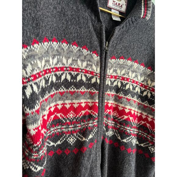 Vintage Tiara International Fair Isle Zip-Up Sweater, Large - Picture 2 of 6